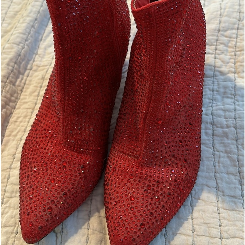 Red bedazzled boots
